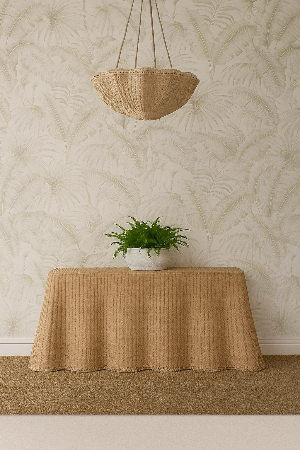 Rattan Scalloped Console Table Sloane