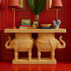 Rattan Elephant Console