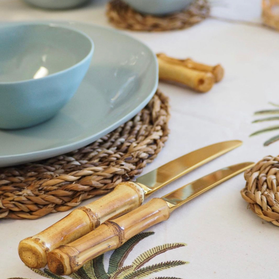 Bamboo Cutlery Dinner Set Gold