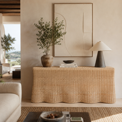 Rattan Scalloped Console Table Sloane