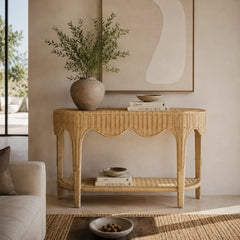 Rattan Scalloped Console Kelly
