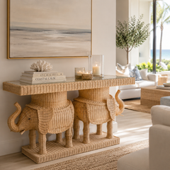 Rattan Elephant Console
